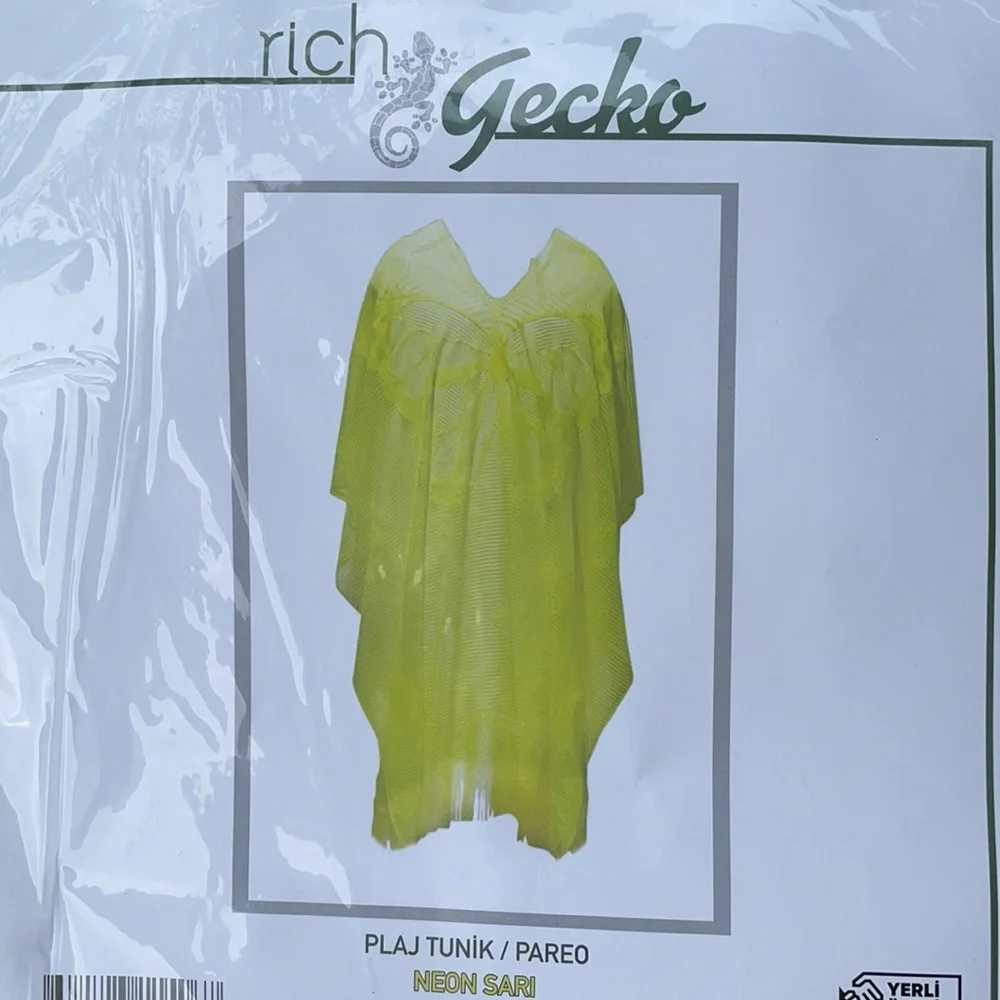 GECKO Neon Green Crochet One Piece Swim Cover Up NWT